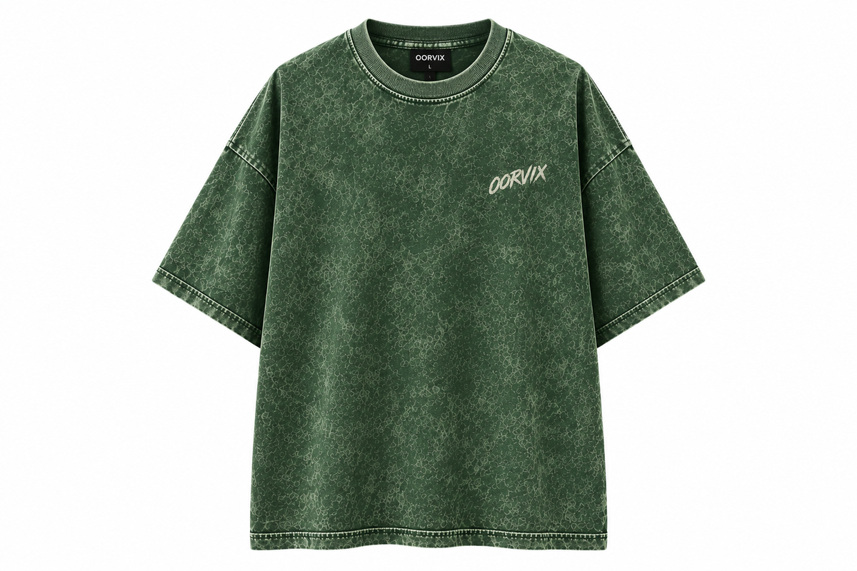 OORVIX Oversized Acid Wash Green T-irt