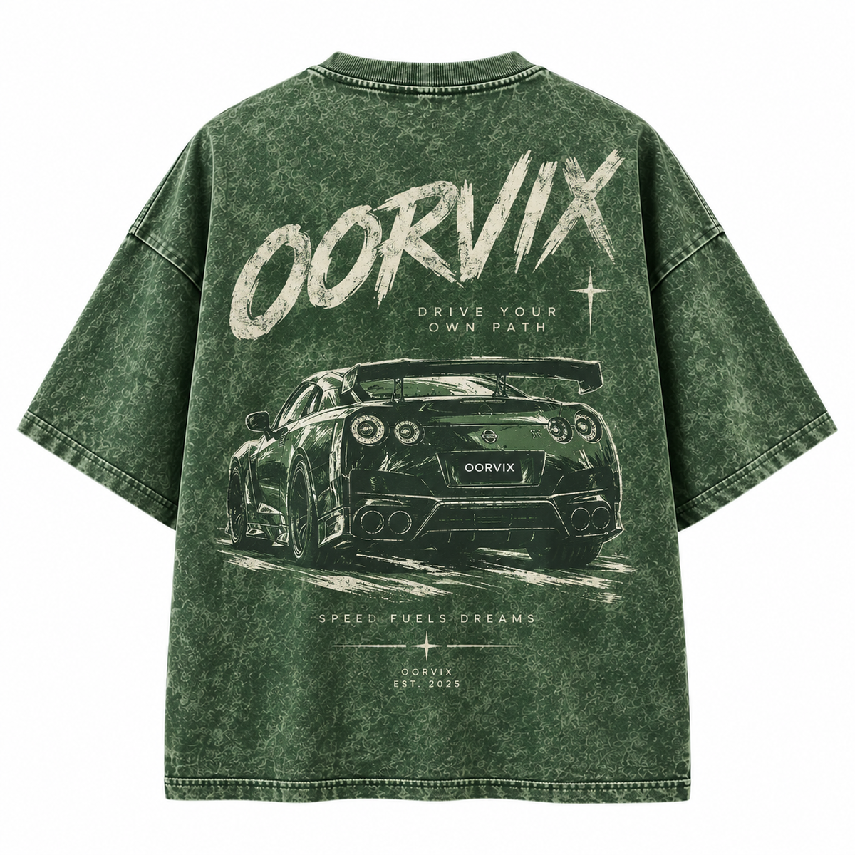 OORVIX Oversized Acid Wash Green T-irt